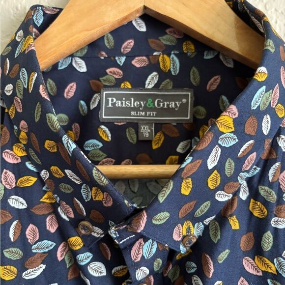 Paisley and Gray Men's Button Up Shirt - Picture 4 of 6